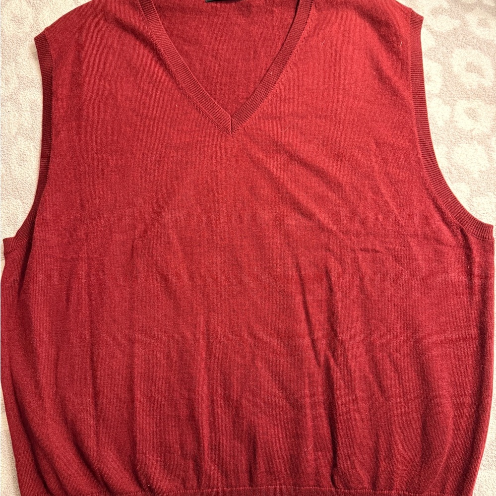 KallSpin Sweater Vest Men's 2XL Maroon‎ Cashmere Wool Blend